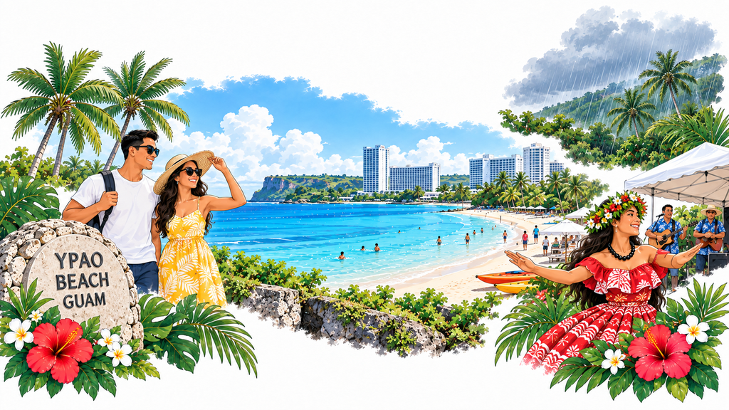 Ypao Beach or the Tumon coastline under an August sky