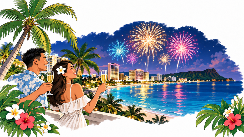New Year's fireworks over Tumon Bay, or the bay at night