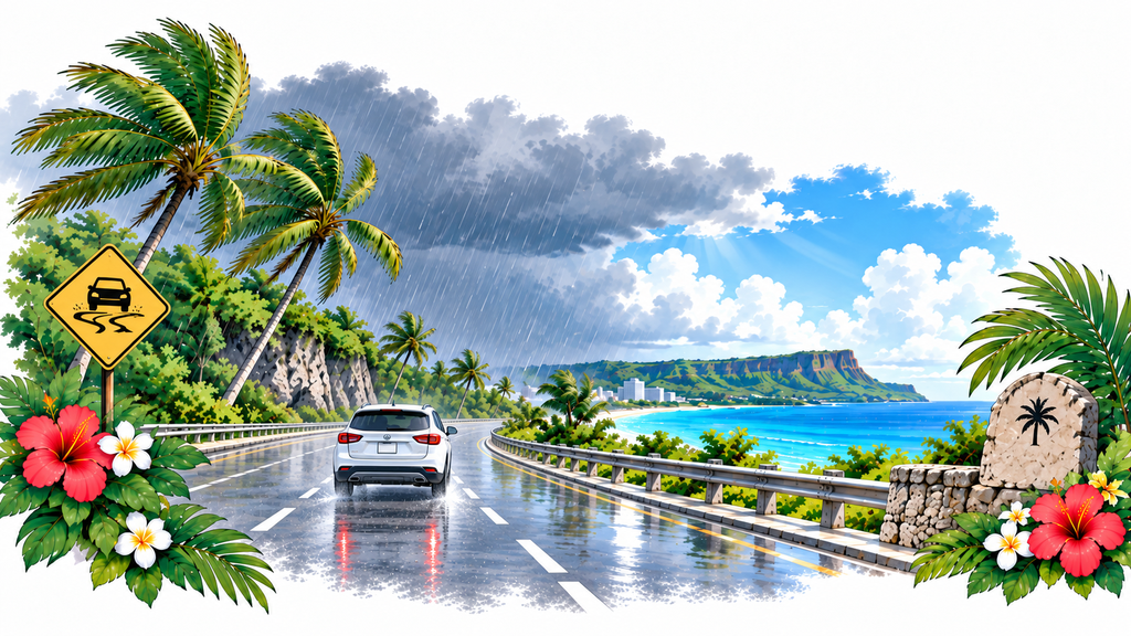 A downpour, or a rain-slicked road