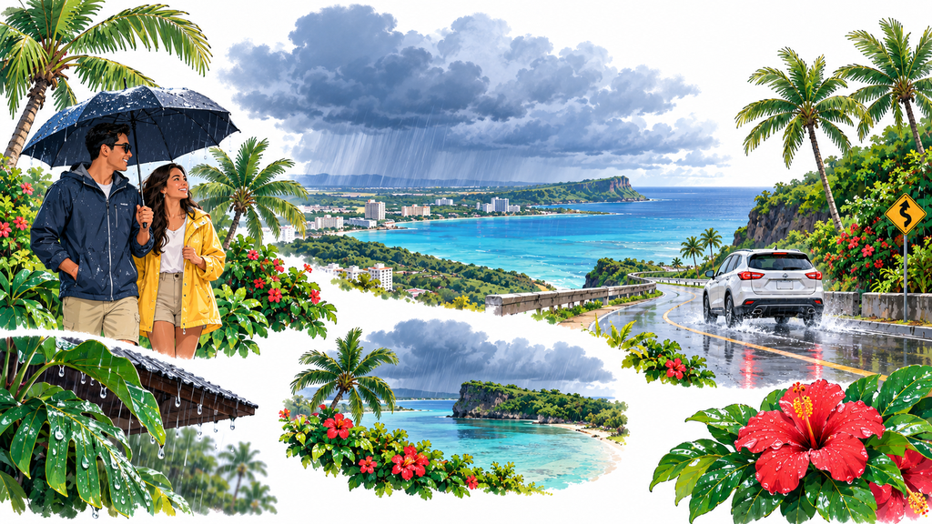 A cloudy Guam sky building toward rain, or a wet road