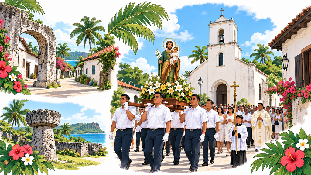 A church in Inarajan, or its Spanish colonial-era streets