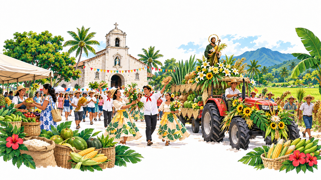 San Isidro Church, or the procession with decorated farm animals/equipment
