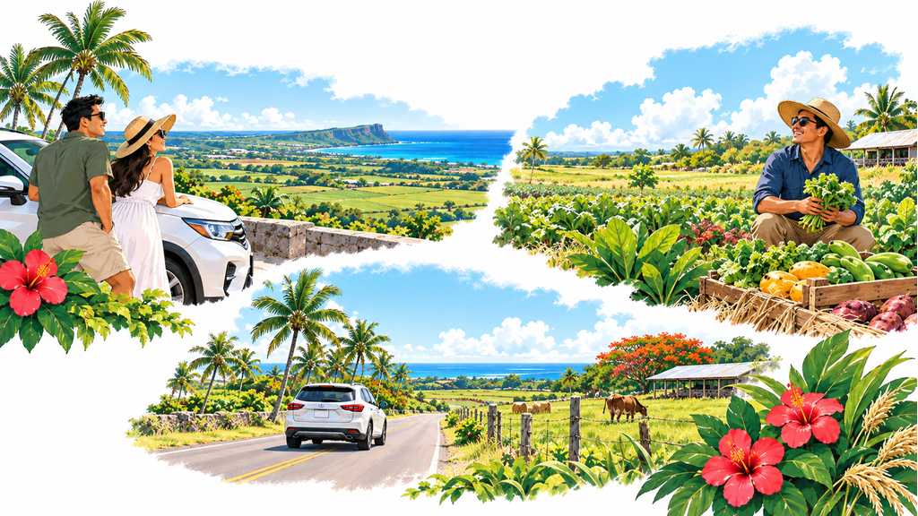 Illustration inspired by a Guam Thanksgiving table and island harvest