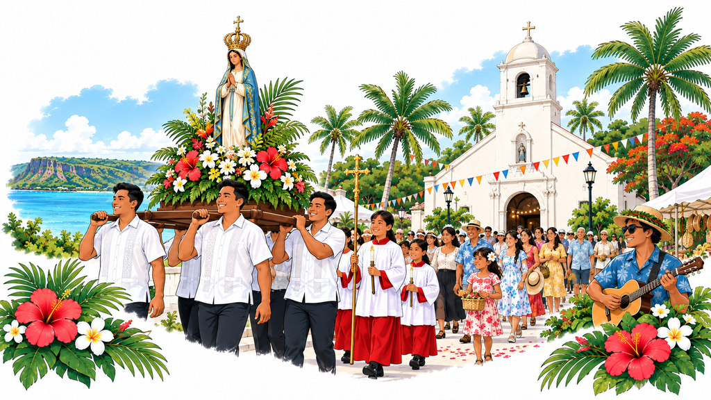 Dulce Nombre de Maria Cathedral-Basilica in Hagåtña, or the procession
