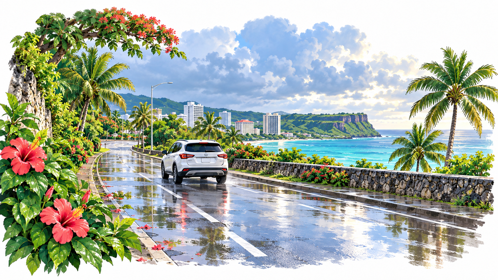 A rain-slicked road, or an overcast Guam sky